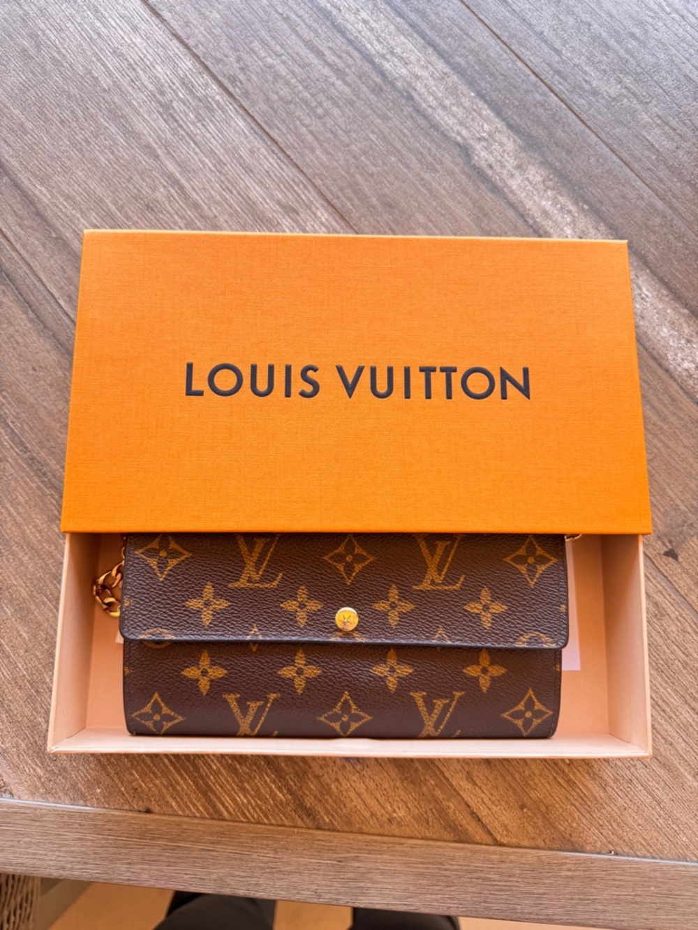 Louis Vuitton Brown Monogram Crossbody Wallet with Gold Chain - Picture 11 of 12